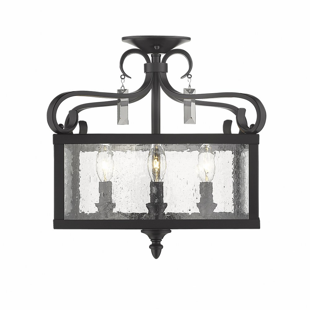 Golden Lighting-2049-SF BLK-Valencia - 4 Light Convertible Semi-Flush Mount in Elegant style - 16 Inches high by 18.13 Inches wide Black  Black Finish